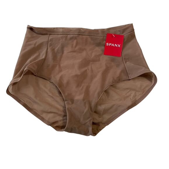 SPANX Womens Size S Illusion Lace Sheer Shaping Brief Panty 40074R Cafe Au Lait - Picture 1 of 10
